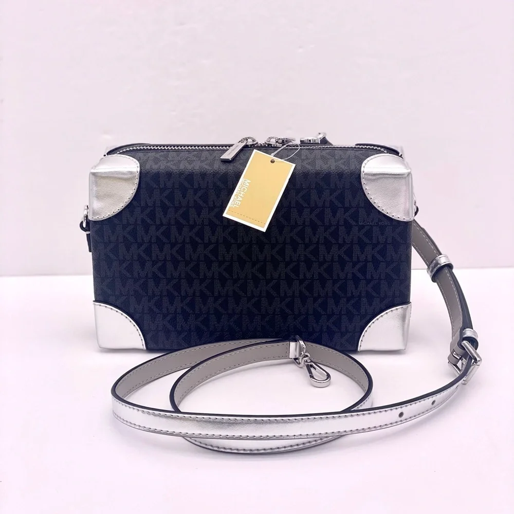 Michael Kors Jeanie Small Embellished Signature Logo Crossbody Bag Black